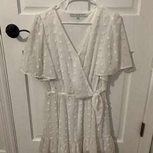 White Polka Dot Wrap Dress | Size L